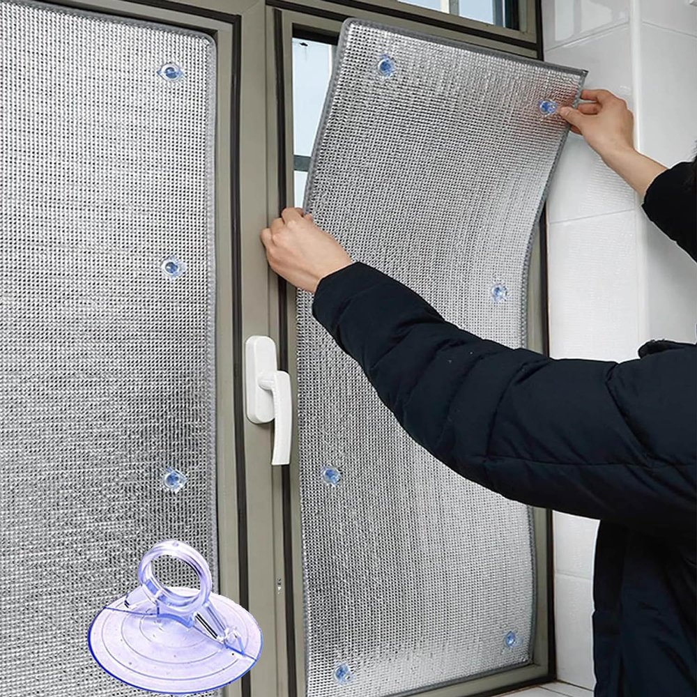 LRYELWA 1-Pack Reflective Privacy and Thermal Insulation Window Film, 8 mm, UV and Sun Protection, 130 x 130 cm, with Suction Cups