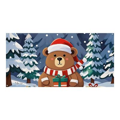 Large Personalized Little Bear Gift Banner, 300D Polyester, Blank Sign with 4 Metal Grommets
