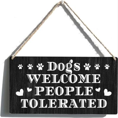 Wooden Sign "Welcome People Tolerated," Rustic Wall Art, Home Decor, 12.7 x 12.7 cm
