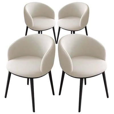 Modern Dining Chairs, Set of 4, with Comfortable Faux Leather Armrests and Sturdy Metal Legs