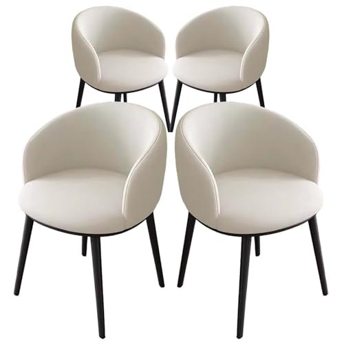 Modern Dining Chairs, Set of 4, with Comfortable Faux Leather Armrests and Sturdy Metal Legs