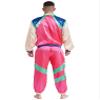 MSemis Men's 70s/80s Disco Hippie Tracksuit, Long-Sleeve Jacket and Jogger Pants, Retro Party Costume, Pink, XL view 3