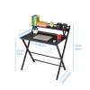 Compact Folding Computer Desk for Small Spaces, 2-Tier Shelf, No Assembly, Black, 80 cm view 2