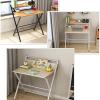 Compact Folding Computer Desk for Small Spaces, 2-Tier Shelf, No Assembly, Black, 80 cm view 4