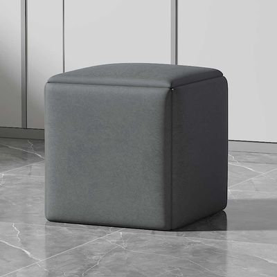 5-Piece Stackable Ottoman Chair Set with Swivel Casters, Fabric, Square Footstools for Living and Dining Rooms, Grigio, 35 cm