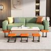 5-Piece Stackable Ottoman Chair Set with Swivel Casters, Fabric, Square Footstools for Living and Dining Rooms, Grigio, 35 cm view 4