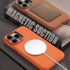LUOTILAG Brown Slim Magnetic Vegan Leather Case for iPhone 16 Series view 2