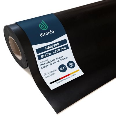 diconfa NBR/SBR Rubber Mat, Oil and Gasoline Resistant, 1200 x 150 mm, 3 mm Thick