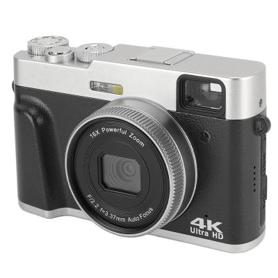 4K Digital Camera for Photography, 48 MP Vlogging Camera with 16x Digital Zoom, Compact Travel Camera with 2.8-Inch Screen for Beginners, Black