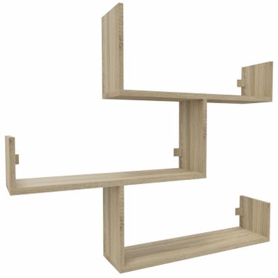 MARAND Modern Wall Shelf, 3 Shelves, Engineered Wood, Sonoma