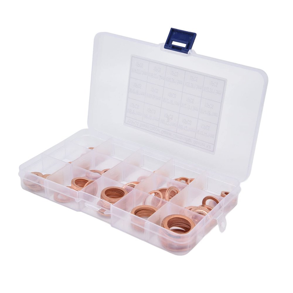 150-Piece Copper Washer Assortment, 15 Sizes, M5–M22