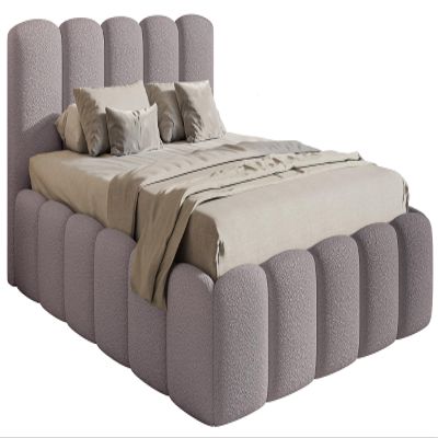 Selsey Cloudy II Upholstered Bed 180 x 200 cm, Gray-Brown Bouclé, with Storage