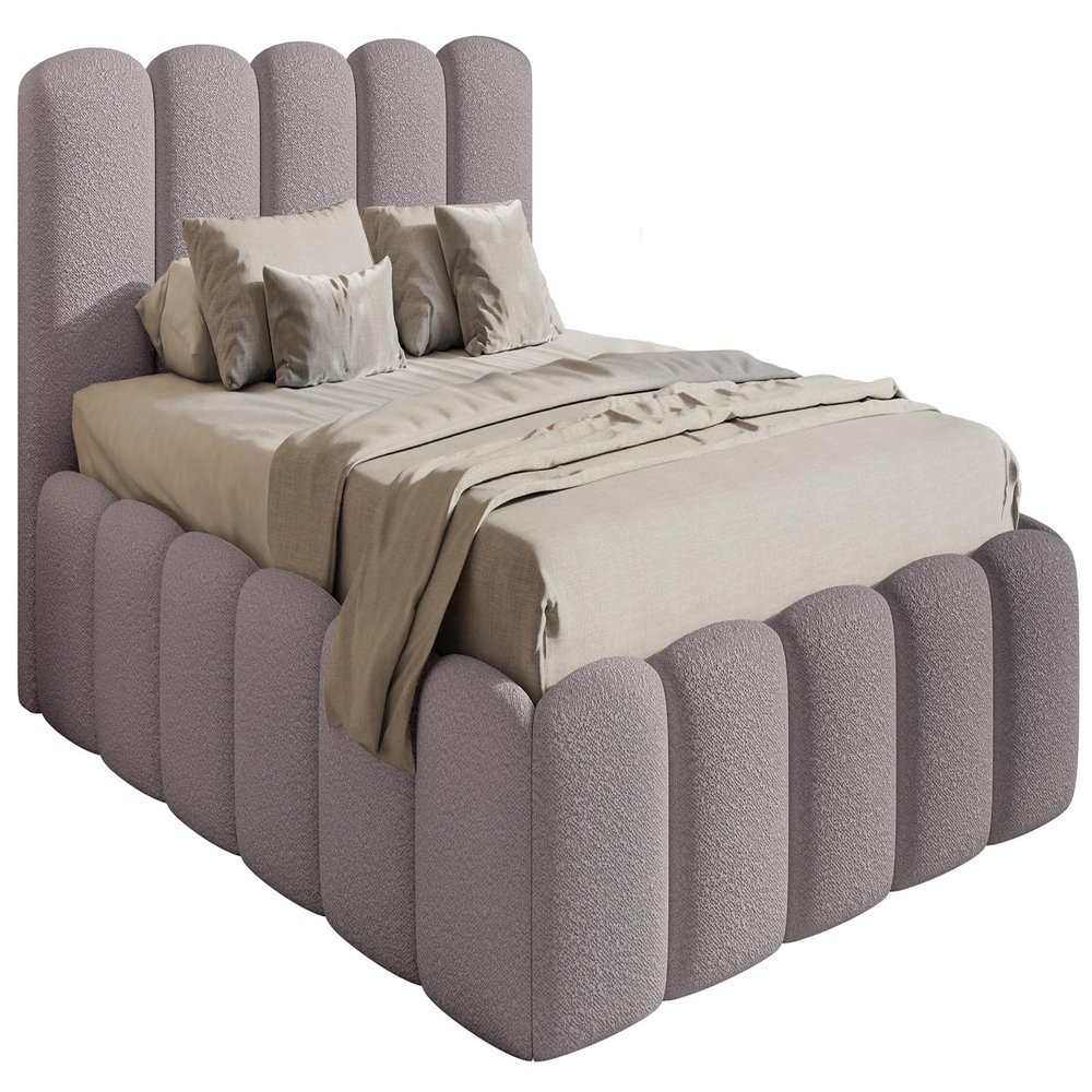 Selsey Cloudy II Upholstered Bed 180 x 200 cm, Gray-Brown Bouclé, with Storage