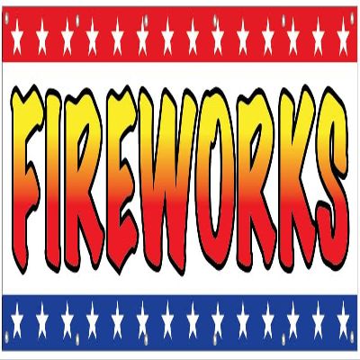 4LessCo Fireworks Banner with Grommets, 90 x 3 m, Polyester, WB