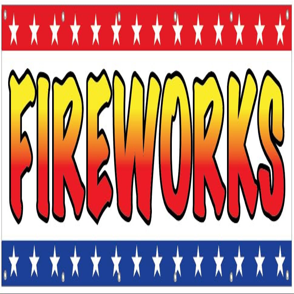 4LessCo Fireworks Banner with Grommets, 90 x 3 m, Polyester, WB
