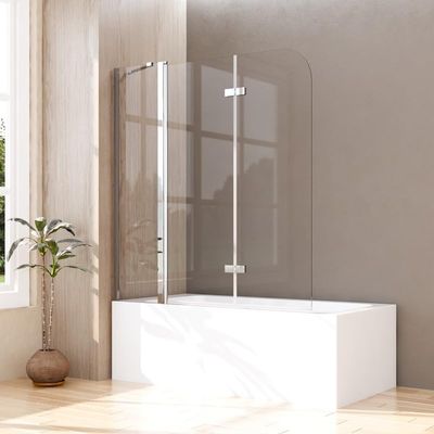 3-Piece Bathtub Shower Screen 160 x 140 cm, Folding, with Fixed Panel