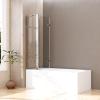 3-Piece Bathtub Shower Screen 160 x 140 cm, Folding, with Fixed Panel view 2