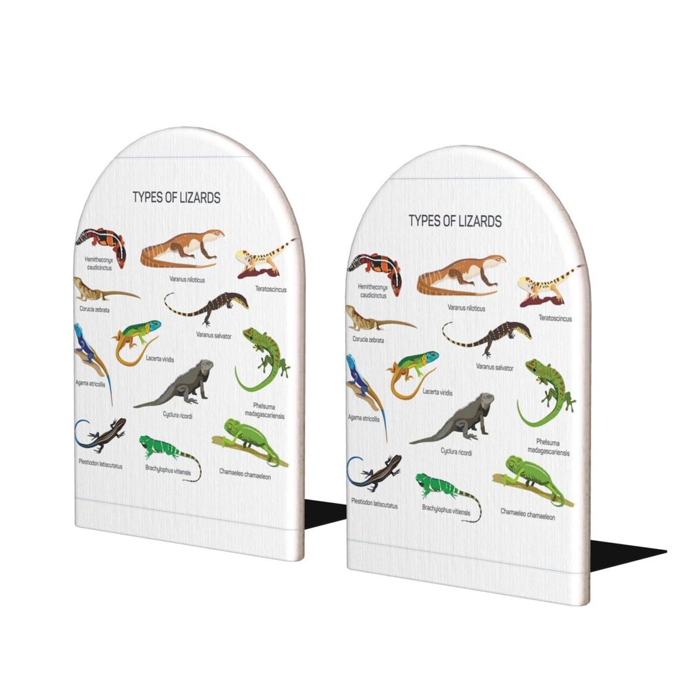 Lizard Wood Bookends for Shelves, 1 Pair