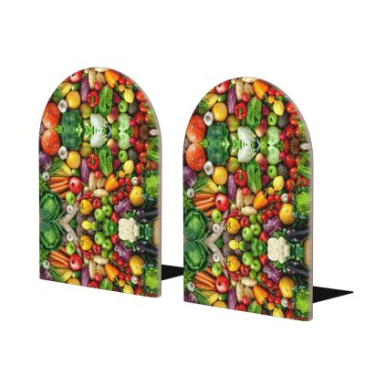 Wooden Bookends with Fresh Fruit and Vegetables, 1 Pair