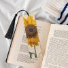Sunflower Bookmark, Exquisite Wooden Bookmark for Women, Ideal Gift for Book Lovers, Black view 4