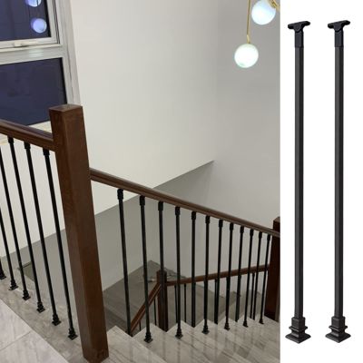 Iron Stair Railing Post, Black, Floor-Mounted, 74.9 cm, 2-Pack