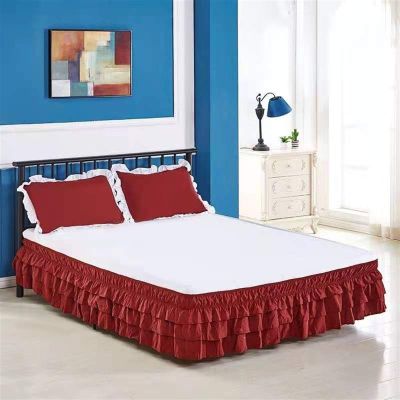 Gray Bed Skirt for Double/Single Beds, 120 x 200 cm or 150 x 200 cm, 38 cm Drop