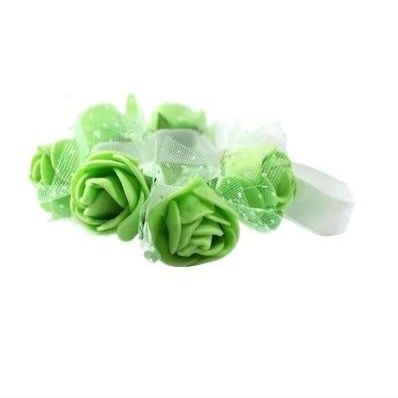 ZiYouao Floral Wrist Corsages, 5-Piece Set, Decorative Boutonnieres (7 Green)