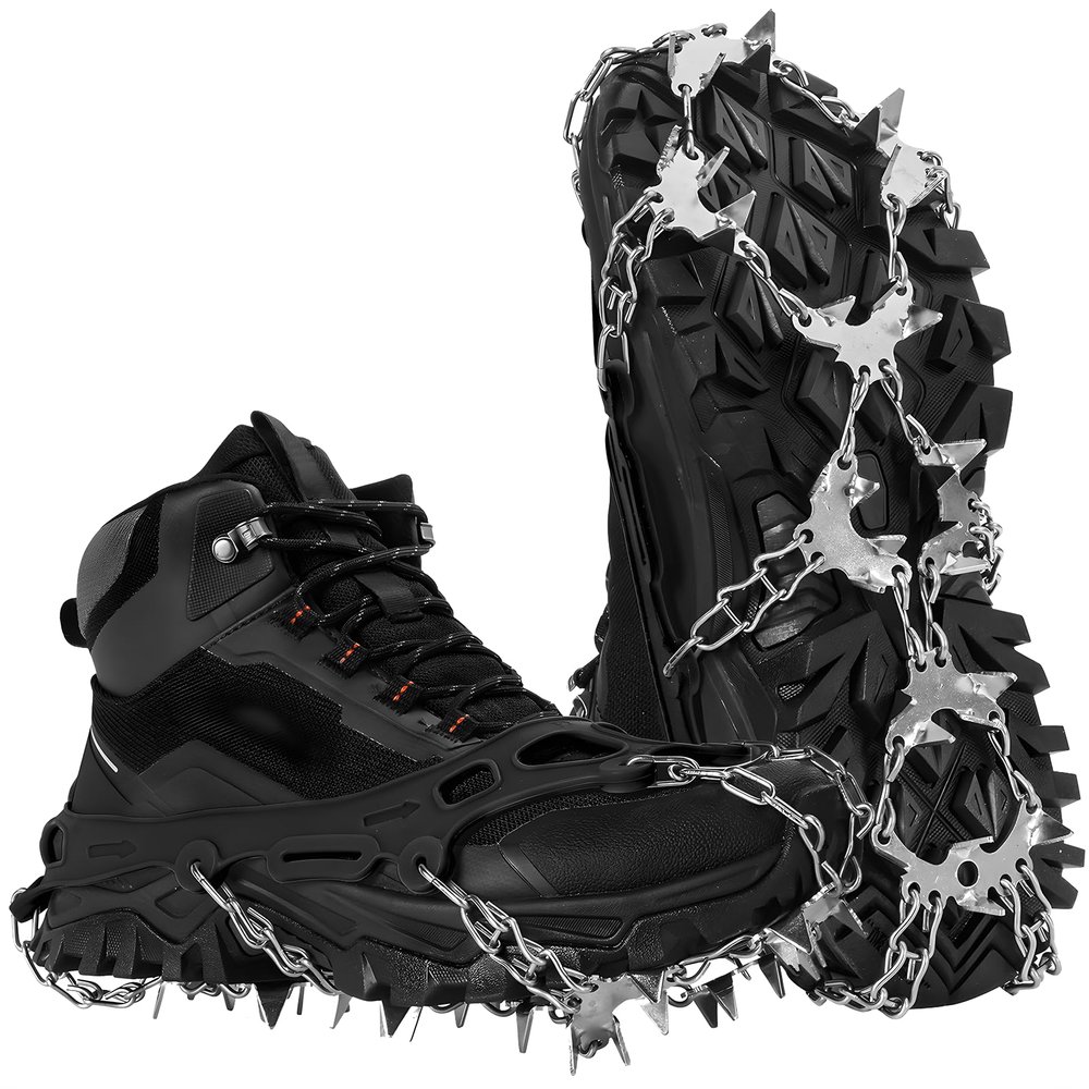 HOSLAFON Ice Cleats for Shoes with 32 Spikes for Ice and Snow