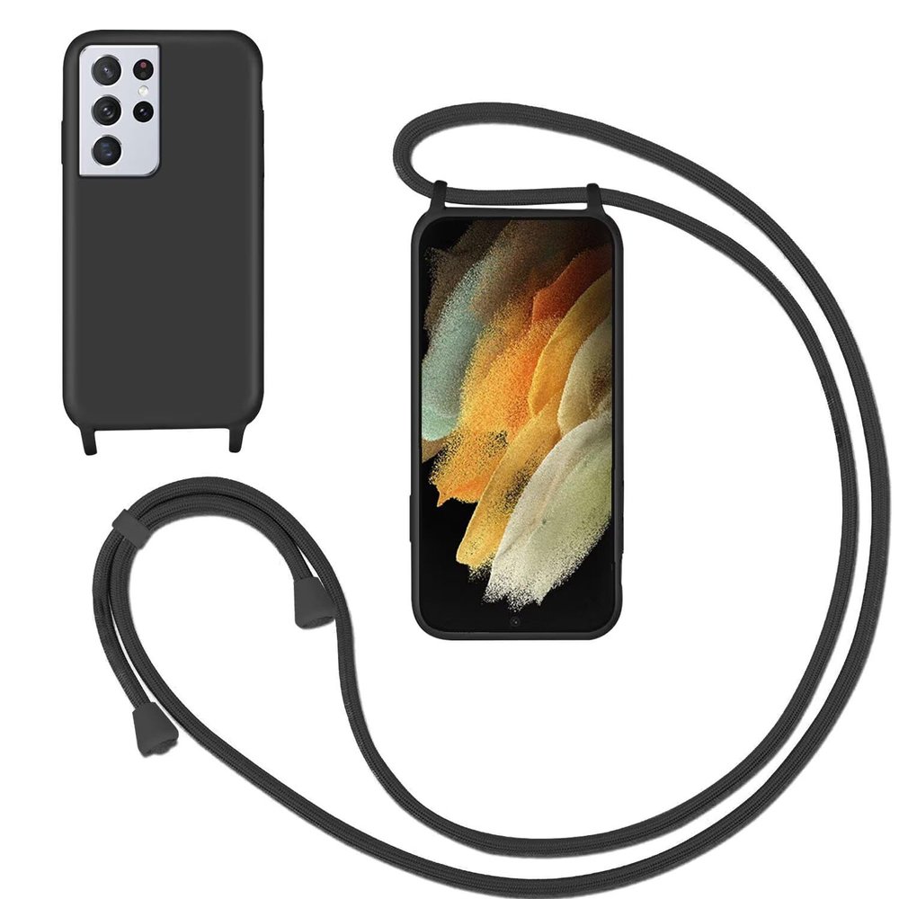 GoodcAcy Phone Strap Case for Samsung Galaxy S21 Ultra, Black