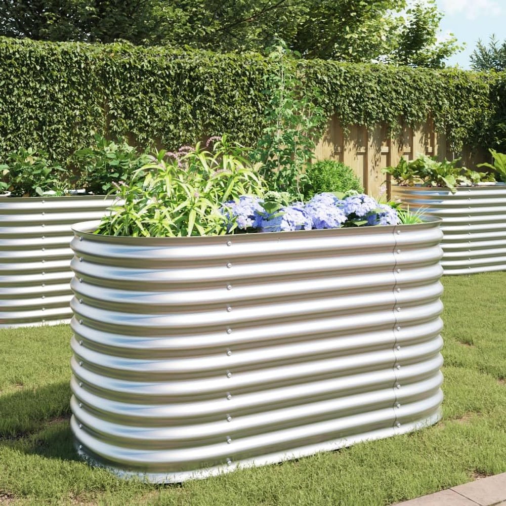 Myheimly Galvanized Steel Raised Garden Bed, Silver, 160 x 80 x 81 cm