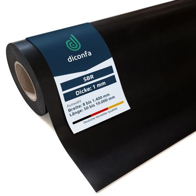 diconfa 1 mm SBR Rubber Strip, Cut to Size, 200 x 1,800 mm