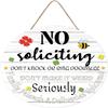 kisoyo Rustic Round Wooden “No Soliciting” Sign, 25.4 x 25.4 cm view 1