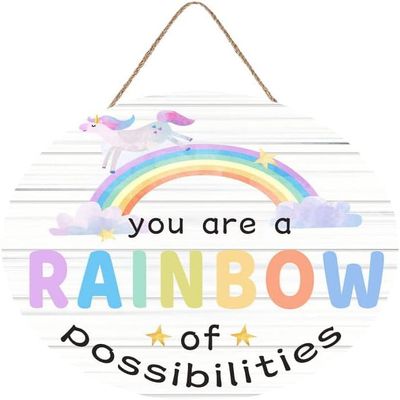kisoyo Wooden Sign with “You Are A Rainbow Of Possibilities”