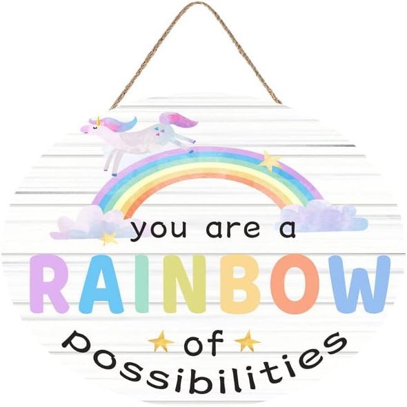 kisoyo Wooden Sign with “You Are A Rainbow Of Possibilities”