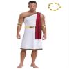 Xnihocha Men's Greek God Costume, One-Shoulder Sleeveless Robe with Headpiece, Adult Party Toga, Roman Costume, Burgundy, M view 1