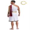 Xnihocha Men's Greek God Costume, One-Shoulder Sleeveless Robe with Headpiece, Adult Party Toga, Roman Costume, Burgundy, M view 2