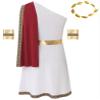 Xnihocha Men's Greek God Costume, One-Shoulder Sleeveless Robe with Headpiece, Adult Party Toga, Roman Costume, Burgundy, M view 3