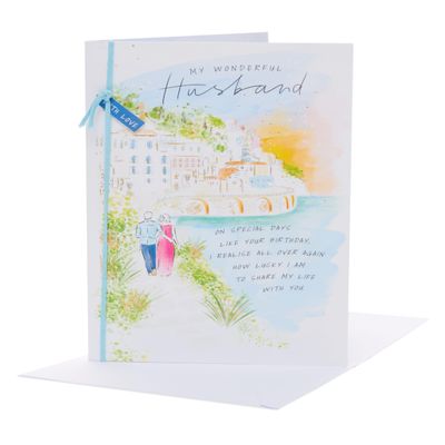 UK Greetings Birthday Card for Husband – Wonderful Watercolor Design