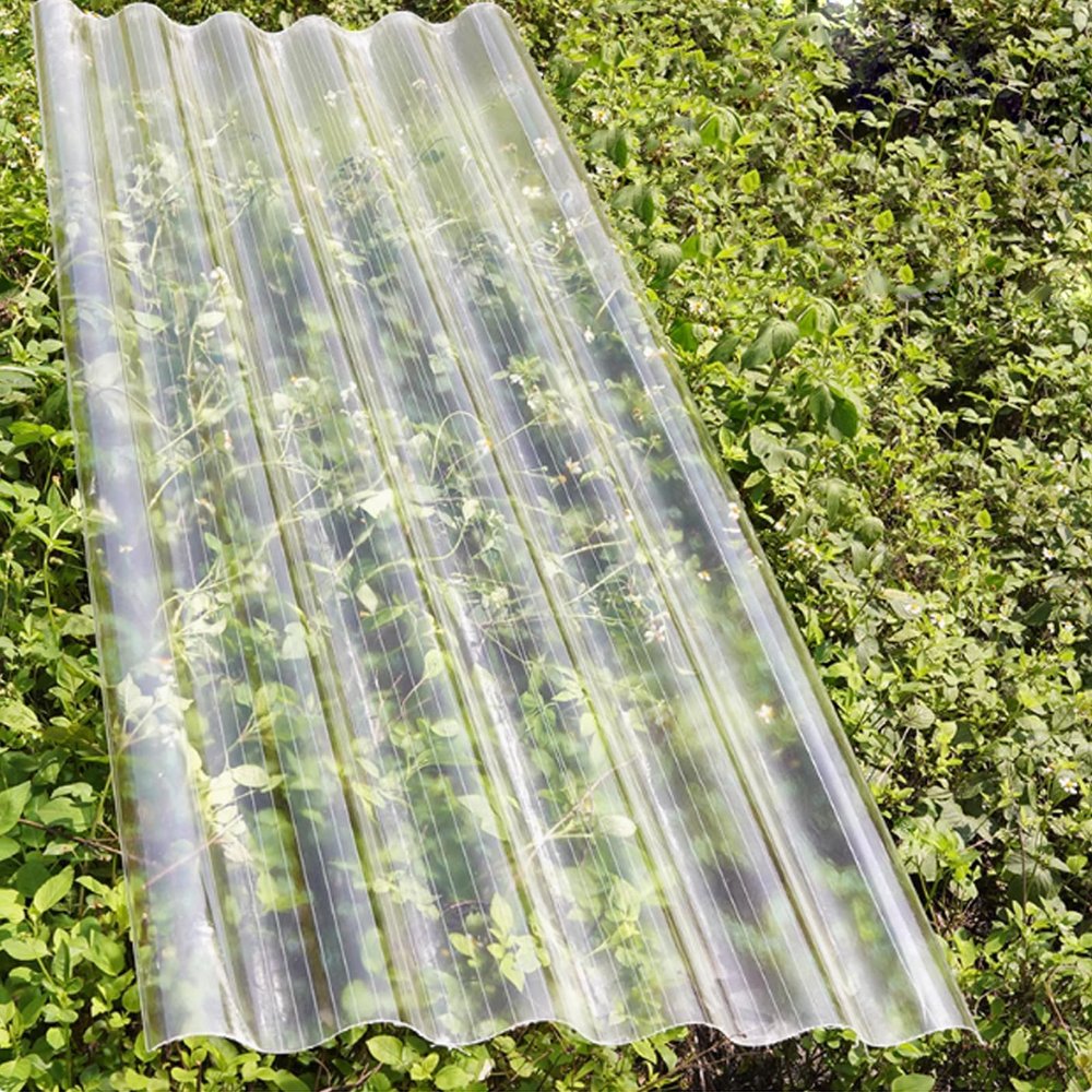Transparent FRP Corrugated Roofing Panels, 2 mm Thick, 35 x 49 in, 4-Pack