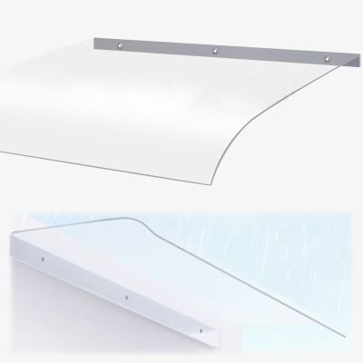 Transparent Polycarbonate Door Awning, UV-Resistant, 50 x 60 cm / 20 x 24 in