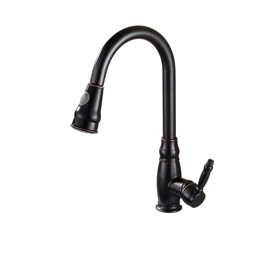 Kitchen Faucet, Pure Copper with Filter, 360° Swivel Pull-Down Sprayer, Sink Mixer (SLT123B)