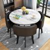 Round Dining Table Set for 4 with Marble Top and Four Chairs view 1