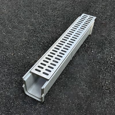 EXCLURA Trench Drain for Driveways, 60 x 10 x 6 cm, with Stainless Steel Grate