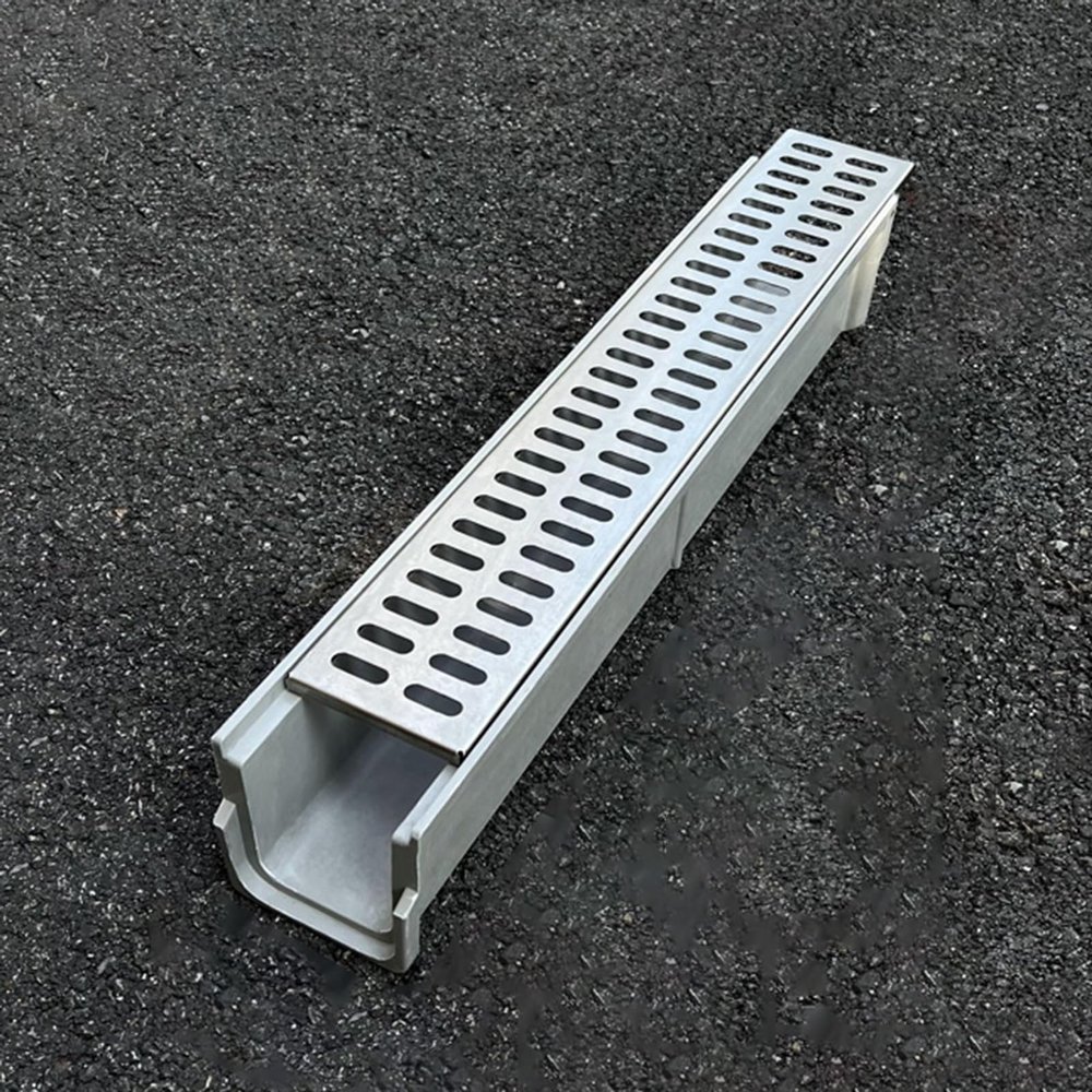 EXCLURA Trench Drain for Driveways, 60 x 10 x 6 cm, with Stainless Steel Grate