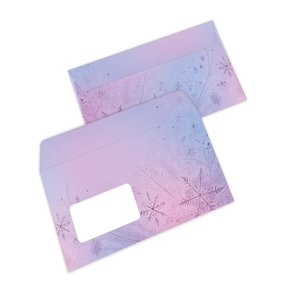 Christmas Letter Envelopes, DIN Long, Windowed, Self-Seal, 10-Pack