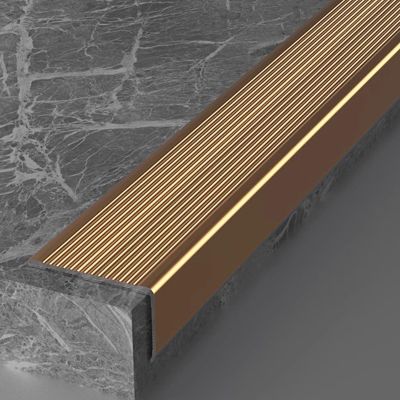 L-Shaped Metal Stair Nosing, 2 in. Wide, Non-Slip Stair Edge Protector, Gold, 1.5 m