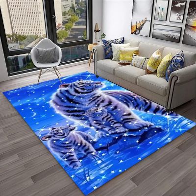 3D Tiger Rug, 120 x 160 cm, Soft Flannel Kids' Rug for Bedroom, Living Room and Nursery