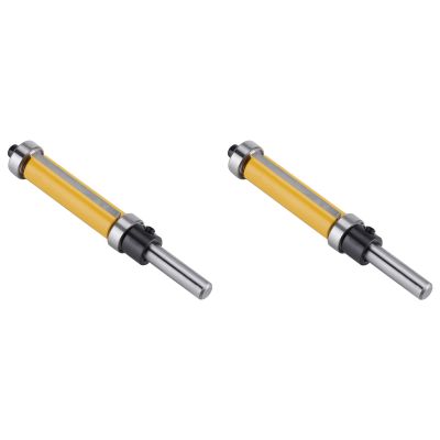 Woodworking Flush Trim Router Bit, 2-Piece, Top and Bottom Bearings, 1-1/2 in. H x 1/4 in. Shank