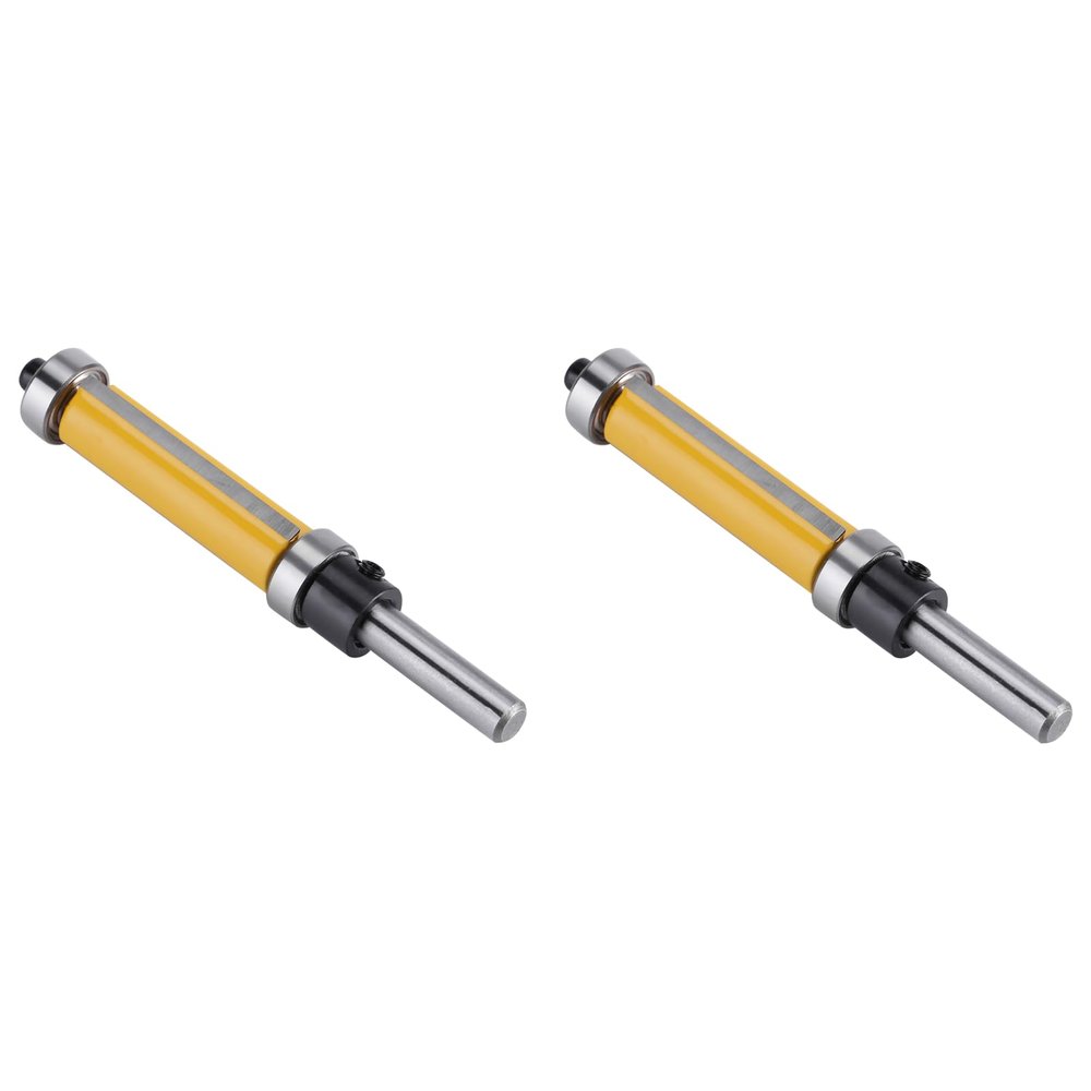 Woodworking Flush Trim Router Bit, 2-Piece, Top and Bottom Bearings, 1-1/2 in. H x 1/4 in. Shank