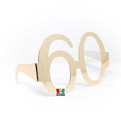 PARTYLANDIA Gold 60th Birthday Paper Glasses